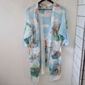 Et Lois Made in USA Watercolor Floral Lightweight Open Cardigan XL